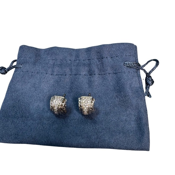 John Hardy Chain LInk Sterling, 18K Gold, Diamond Stud Dome Shaped Earrings - Picture 4 of 8